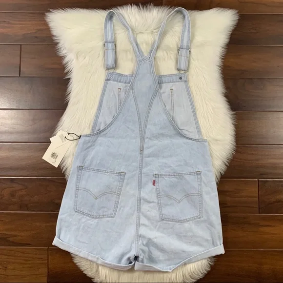 Levi's Womens Size XL Light Wash Caught Napping Vintage Shortalls Overalls - Picture 5 of 6
